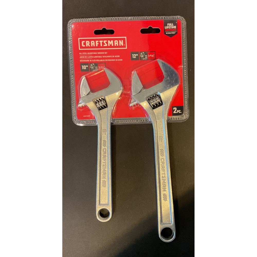 Craftsman 2 Piece All Steel Adjustable Wrench Set 10 in 12 in CMMT12002 NEW